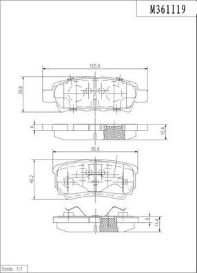 NPS M361I19 - Тормозные колодки, дисковые, комплект autospares.lv