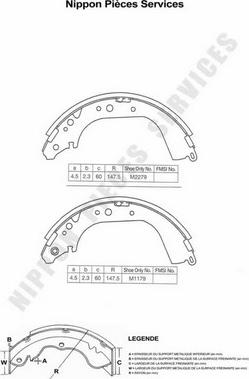 NPS N350N40 - Комплект тормозных колодок, барабанные autospares.lv