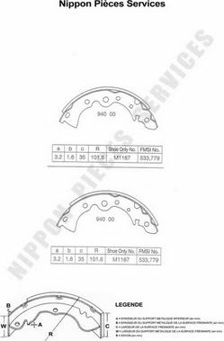 NPS N350N04 - Комплект тормозных колодок, барабанные autospares.lv