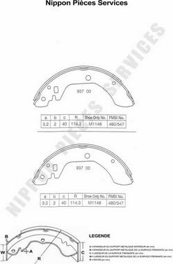 NPS N350N06 - Комплект тормозных колодок, барабанные autospares.lv