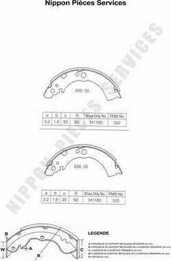 NPS N350N01 - Комплект тормозных колодок, барабанные autospares.lv