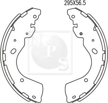 NPS N350N13 - Комплект тормозных колодок, барабанные autospares.lv