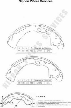 NPS N350N38 - Комплект тормозных колодок, барабанные autospares.lv