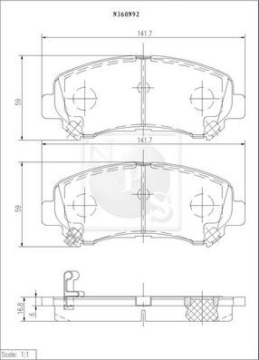 NPS N360N92 - Тормозные колодки, дисковые, комплект autospares.lv