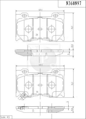 NPS N360N97 - Тормозные колодки, дисковые, комплект autospares.lv