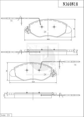 NPS N360N18 - Тормозные колодки, дисковые, комплект autospares.lv