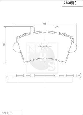 NPS N360N13 - Тормозные колодки, дисковые, комплект autospares.lv