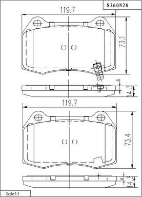 NPS N360N20 - Тормозные колодки, дисковые, комплект autospares.lv