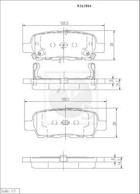 NPS N361N04 - Тормозные колодки, дисковые, комплект autospares.lv