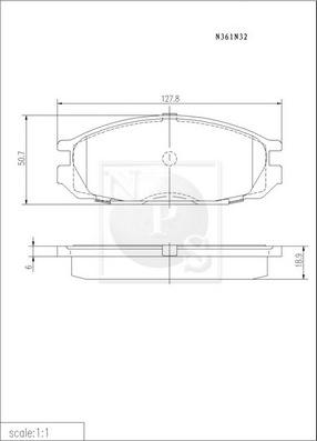 NPS N361N32 - Тормозные колодки, дисковые, комплект autospares.lv