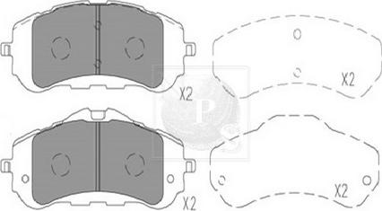 NPS P360A09 - Тормозные колодки, дисковые, комплект autospares.lv