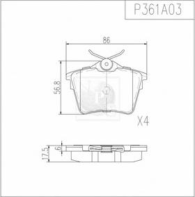 NPS P361A03 - Тормозные колодки, дисковые, комплект autospares.lv