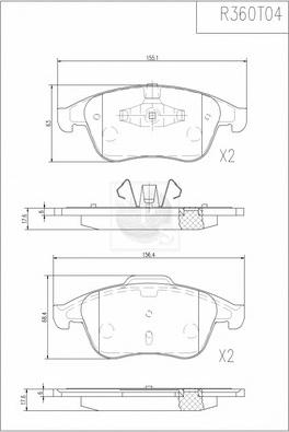 NPS R360T04 - Тормозные колодки, дисковые, комплект autospares.lv