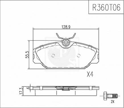 NPS R360T06 - Тормозные колодки, дисковые, комплект autospares.lv