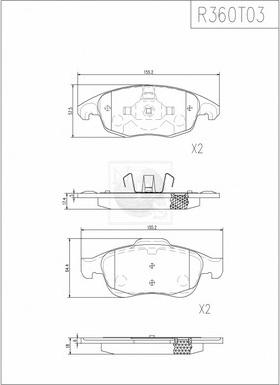 NPS R360T03 - Тормозные колодки, дисковые, комплект autospares.lv