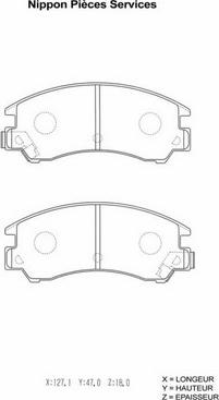 NPS S360U03 - Тормозные колодки, дисковые, комплект autospares.lv