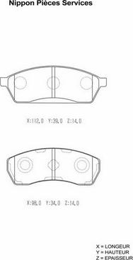 NPS S360U14 - Тормозные колодки, дисковые, комплект autospares.lv