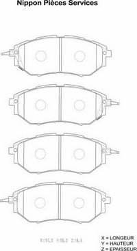 NPS S360U11 - Тормозные колодки, дисковые, комплект autospares.lv