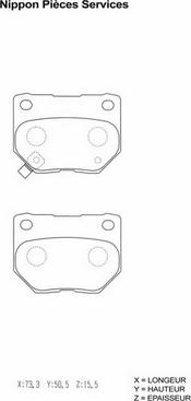 NPS S361U05 - Тормозные колодки, дисковые, комплект autospares.lv