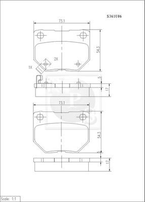 NPS S361U06 - Тормозные колодки, дисковые, комплект autospares.lv