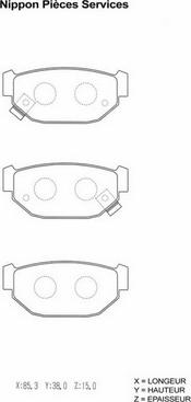 NPS S361U00 - Тормозные колодки, дисковые, комплект autospares.lv