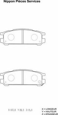 NPS S361U02 - Тормозные колодки, дисковые, комплект autospares.lv