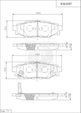 NPS S361U07 - Тормозные колодки, дисковые, комплект autospares.lv