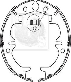 NPS T350A96 - Комплект тормозных колодок, барабанные autospares.lv