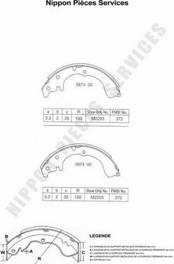 NPS T350A06 - Комплект тормозных колодок, барабанные autospares.lv