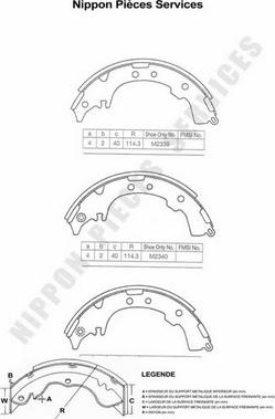 NPS T350A80 - Комплект тормозных колодок, барабанные autospares.lv