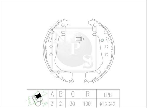 NPS T350A83 - Комплект тормозных колодок, барабанные autospares.lv