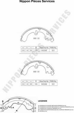 NPS T350A34 - Комплект тормозных колодок, барабанные autospares.lv