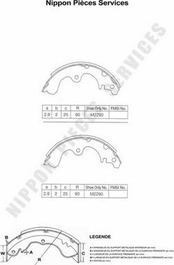 NPS T350A36 - Комплект тормозных колодок, барабанные autospares.lv