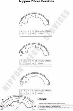 NPS T350A38 - Комплект тормозных колодок, барабанные autospares.lv