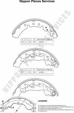 NPS T350A72 - Комплект тормозных колодок, барабанные autospares.lv