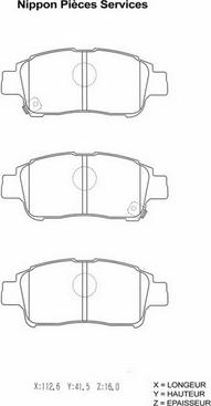 NPS T360A99 - Тормозные колодки, дисковые, комплект autospares.lv