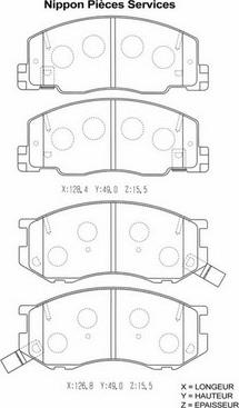 NPS T360A94 - Тормозные колодки, дисковые, комплект autospares.lv