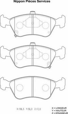 NPS T360A98 - Тормозные колодки, дисковые, комплект autospares.lv