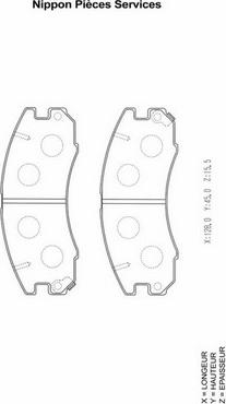 NPS T360A49 - Тормозные колодки, дисковые, комплект autospares.lv