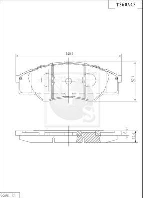 NPS T360A43 - Тормозные колодки, дисковые, комплект autospares.lv