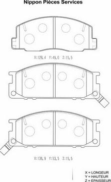 NPS T360A42 - Тормозные колодки, дисковые, комплект autospares.lv