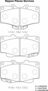 NPS T360A54 - Тормозные колодки, дисковые, комплект autospares.lv