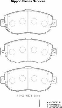 NPS T360A100 - Тормозные колодки, дисковые, комплект autospares.lv