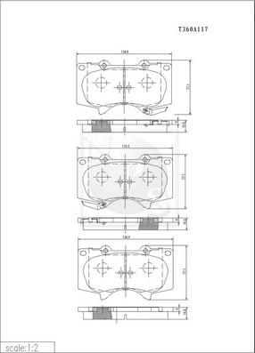 NPS T360A117 - Тормозные колодки, дисковые, комплект autospares.lv