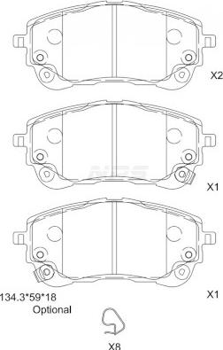 NPS T360A137 - Тормозные колодки, дисковые, комплект autospares.lv