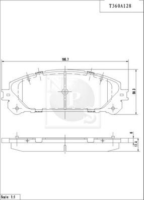 NPS T360A128 - Тормозные колодки, дисковые, комплект autospares.lv