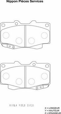 NPS T360A38 - Тормозные колодки, дисковые, комплект autospares.lv