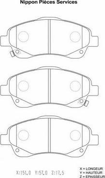 NPS T360A20 - Тормозные колодки, дисковые, комплект autospares.lv