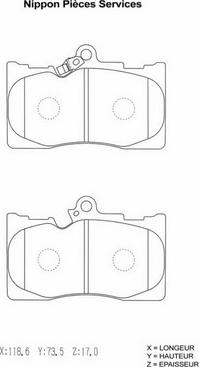 NPS T360A79 - Тормозные колодки, дисковые, комплект autospares.lv