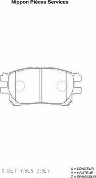 NPS T360A72 - Тормозные колодки, дисковые, комплект autospares.lv